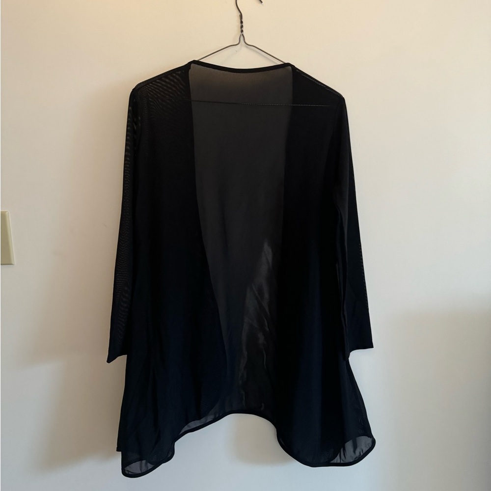 Black Sheer Open Front Cardigan